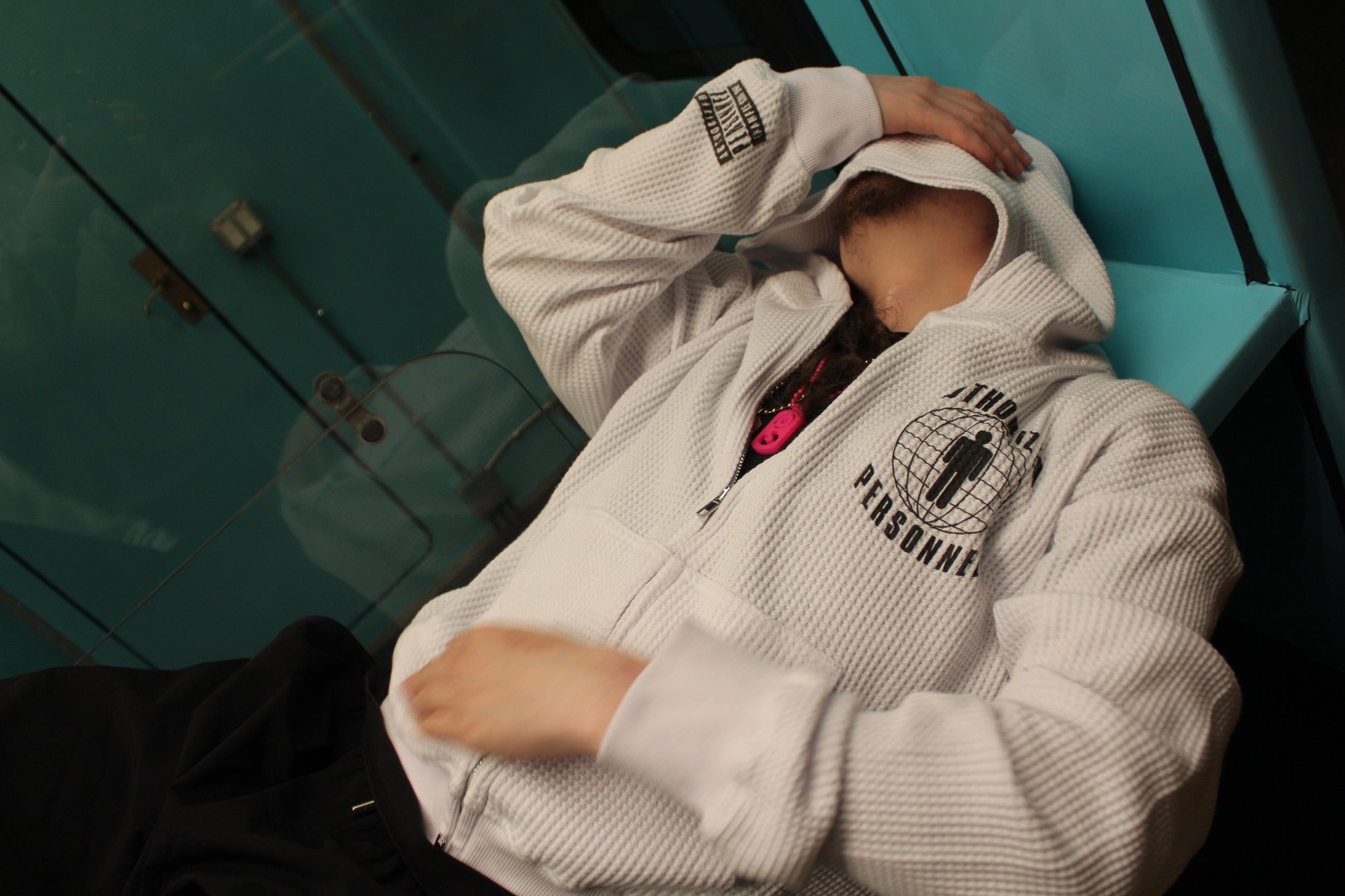 Waffle Knit Zip-up Hoodie